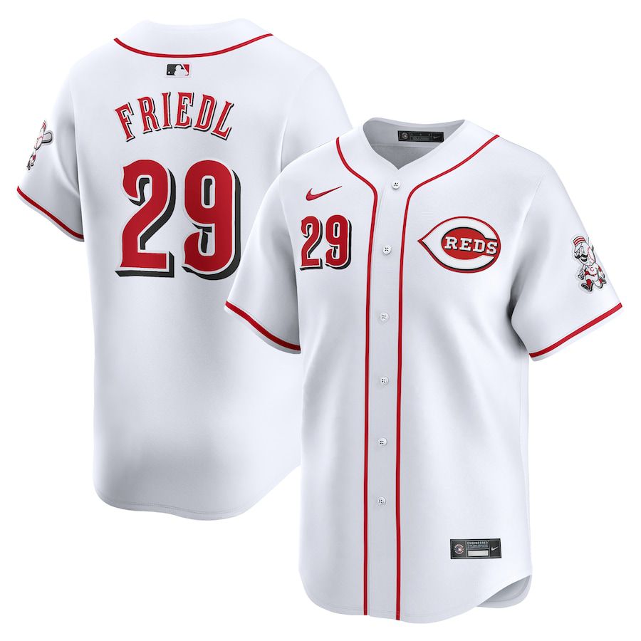 Men Cincinnati Reds 29 TJ Friedl Nike White Home Limited Player MLB Jersey